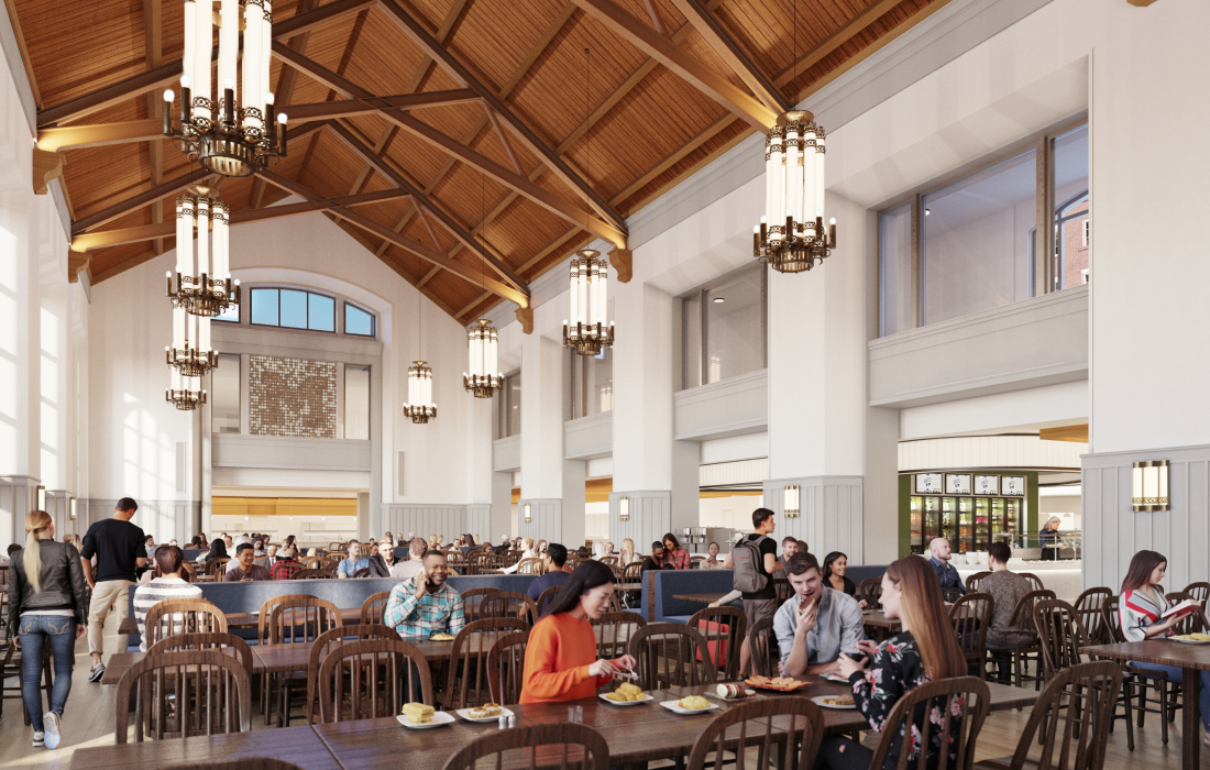 Wolverine Village Dining Hall seating rendering